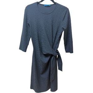 J.McLaughlin Elora Black Posh Cheetah Jacquard Midi Dress.3/4 Sleeve.Sz S